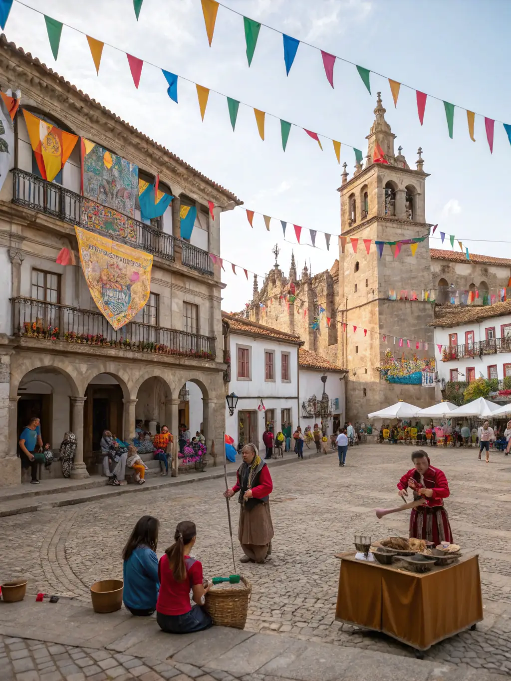 An image of a community event celebrating local heritage, featuring traditional music, food, and crafts in Le Lonzac.